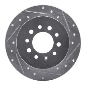 Hyundai Tiburon Brake Rotor (1) - Rear Right - R1 Concepts - Drilled & Slotted - Silver - `07-`08